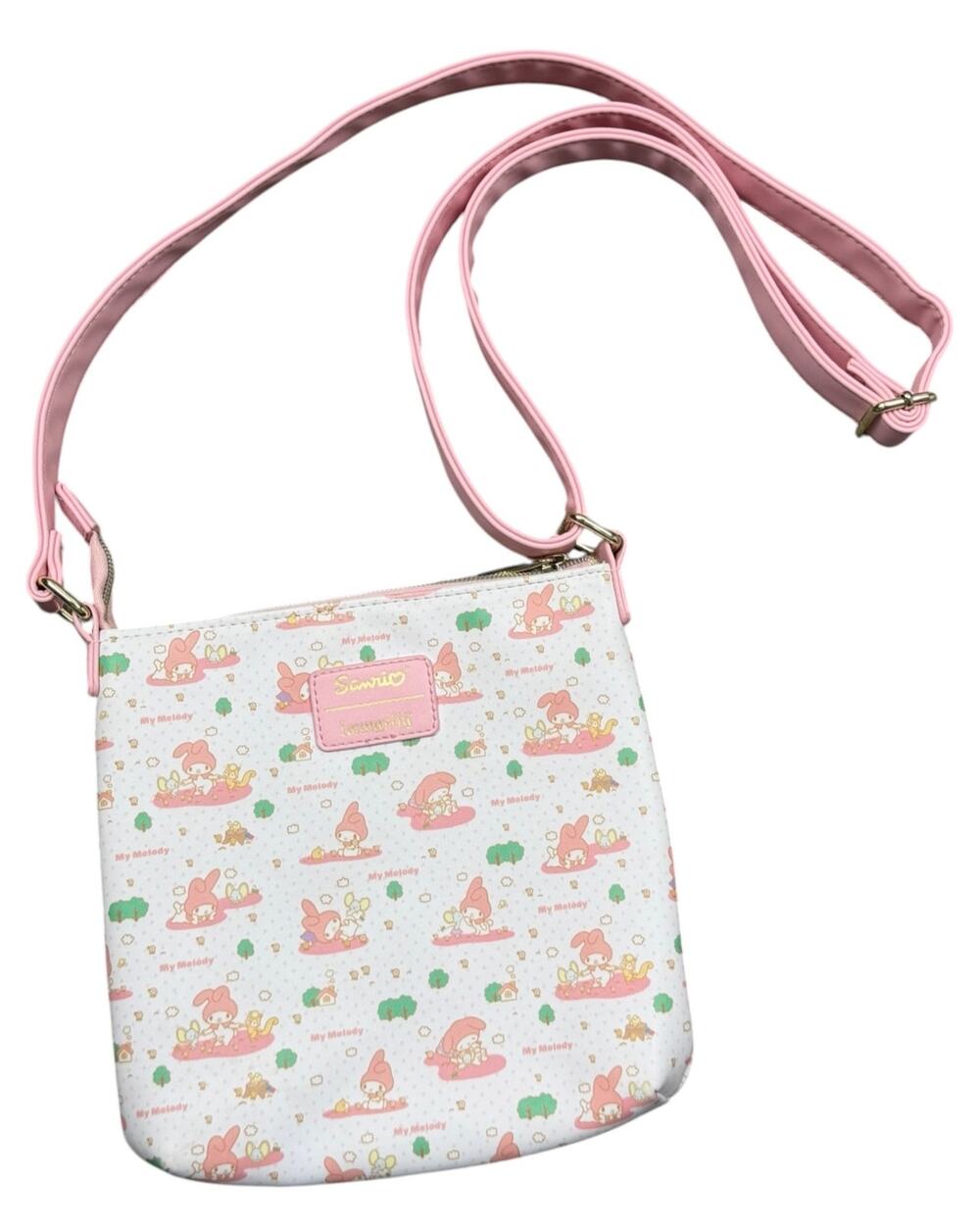 Loungefly Sanrio My Melody Allover Print Crossbody Bag Adjustable Strap NEW